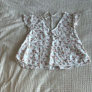 Abercrombie & Fitch White Blouse with Pink Floral Print